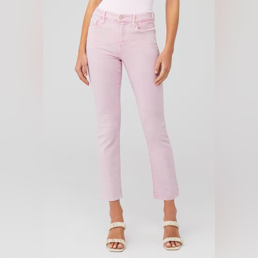 Good American Pink Straight Leg Jeans